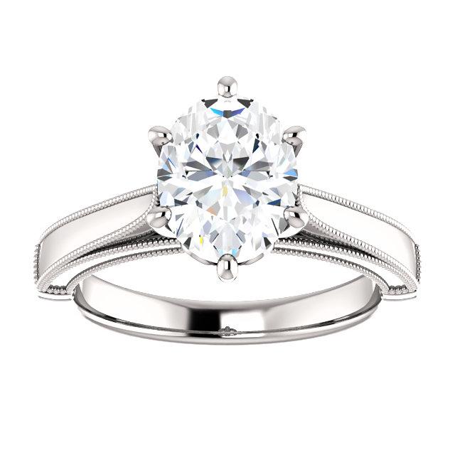 Réel Bague Solitaire 4 Carats Ovale Style Vintage Bijoux Millgrain