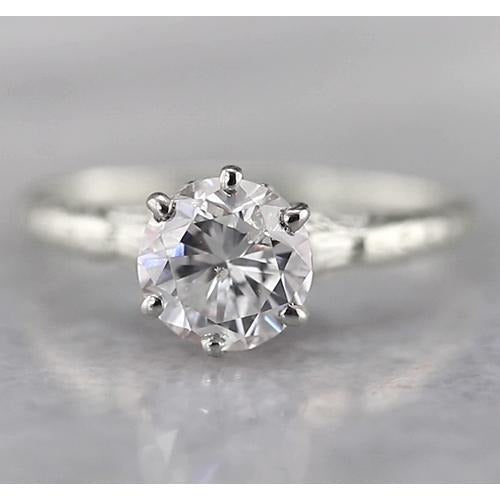 Réel Bague Solitaire Diamant Carat Sertissage Griffe Or Blanc