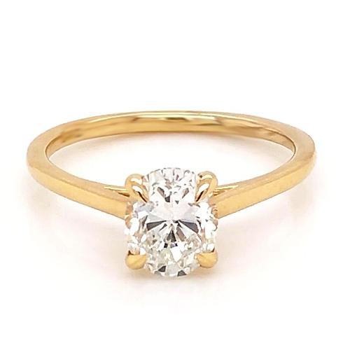 Réel Bague Solitaire Diamant Ovale 1 Carat Bijoux En Or Jaune Nouveau