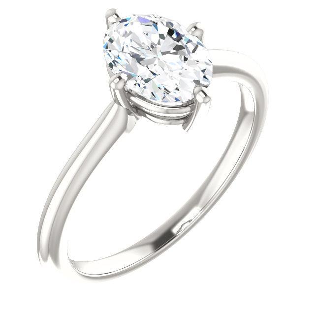 Réel Bague Solitaire Diamant Ovale 4 Carats Sertissage 4 Griffes Or Blanc 14K
