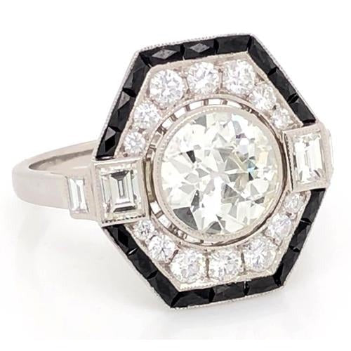 Réel Bague de Fiançailles Diamant Ancienne Mine 5 Carats Or Blanc 14K Bijoux