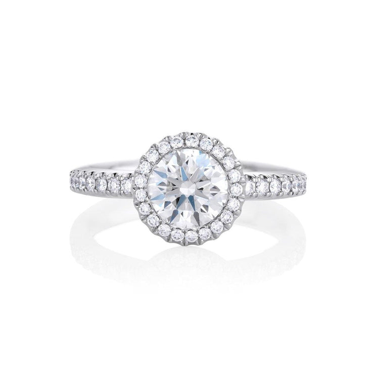 Réel Bague de fiançailles diamants Coupe Ronde 3.30 carats Halo or blanc 14K