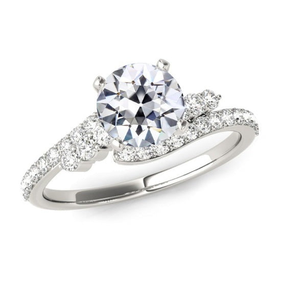 Réel Bague de mariage diamant ancien mineur serti de griffes tige torsadée en or 4 carats