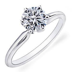 Réel Bague de mariage diamant solitaire Coupe Ronde pour femme en or blanc 1.25 ct