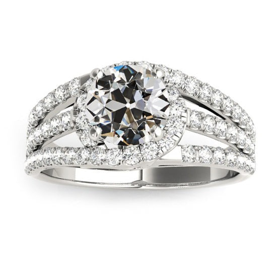 Réel Bague diamant taille ancienne halo pavé double tige fendue 5.50 carats