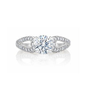Réel Bague solitaire diamant taille brillant étincelant avec accents 2.80 carats