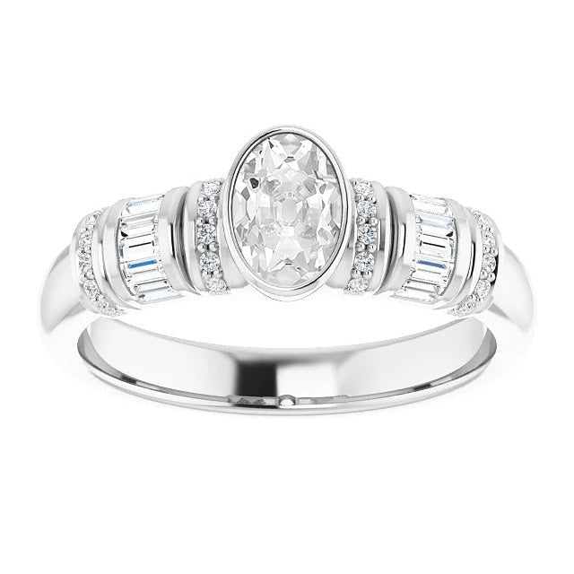 Réel Baguette en or et diamants Vieux mineur ovales sertis clos 6.25 carats