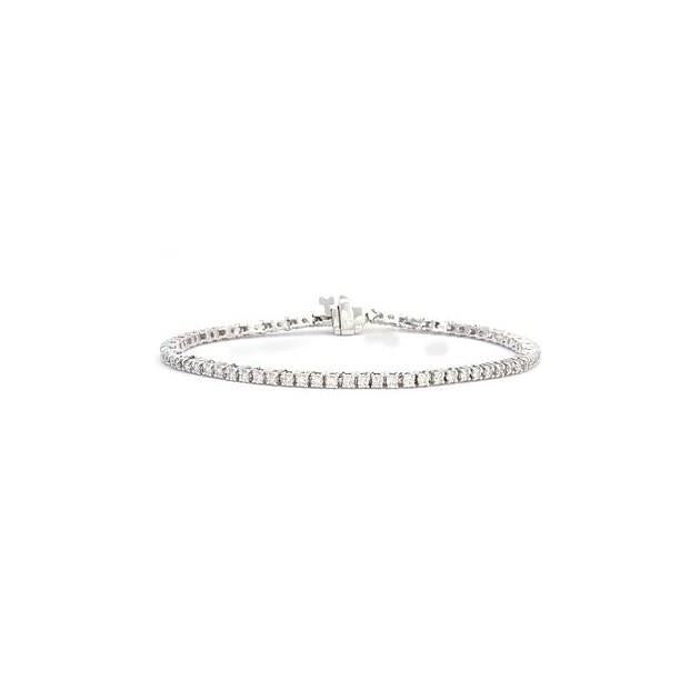 Réel Bijoux Bracelet Tennis En Or Blanc 14K 9 Carats Taille Ronde