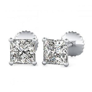 Réel Boucle d'oreille diamant taille princesse 2.50 carats femme or 14 carats