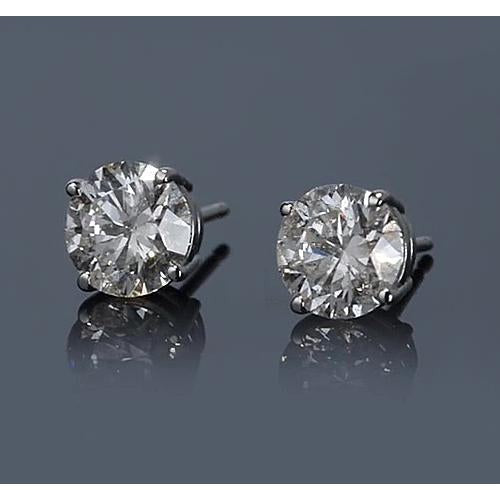 Réel Boucles d'oreilles diamants ronds à griffes 2 carats