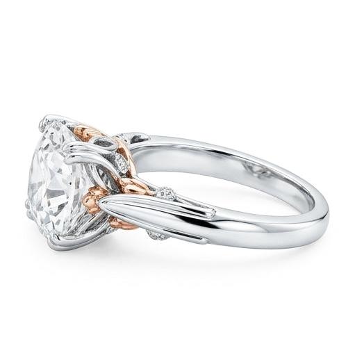 Réel Coussin Diamant Vieux Mineur Bague Solitaire 1.50 Carats Filigrane Deux Tons