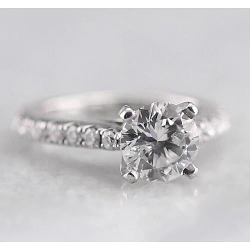 Réel Diamant Bague Solitaire 1.50 Carats Avec Accents