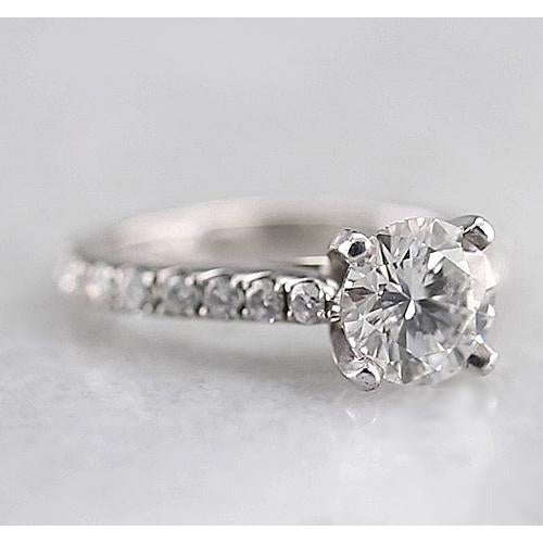 Réel Diamant Bague Solitaire 1.50 Carats Avec Accents