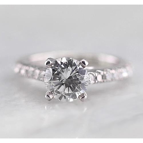 Réel Diamant Bague Solitaire 1.50 Carats Avec Accents