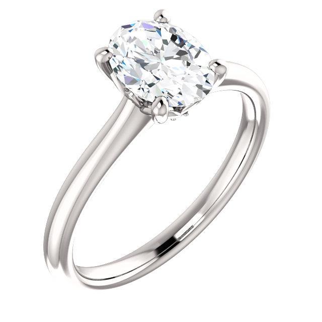 Réel Diamant Bague de fiançailles solitaire 3 carats ovale serti 4 griffes or blanc 14K