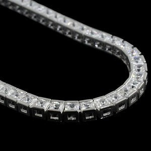 Réel Diamant Chaîne De Tennis Princess Cut 50 pointeurs