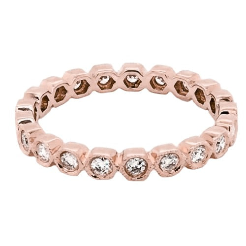 Réel Diamant Eternity Band 2.10 carats lunette sertie millegrain bijoux en or rose
