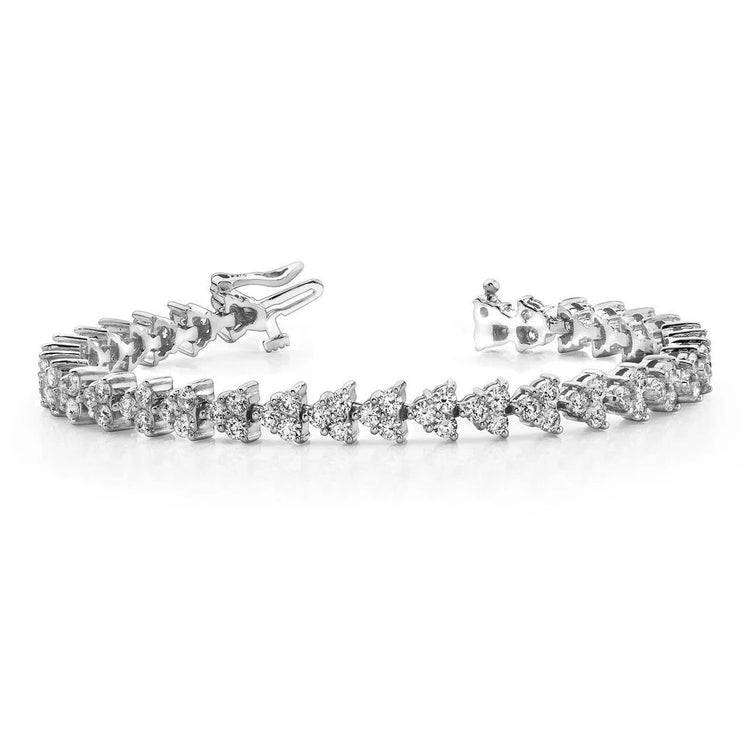 Réel Diamants Coupe Ronde étincelants 9,60 ct. Bracelet Design Pyramide WG 14K