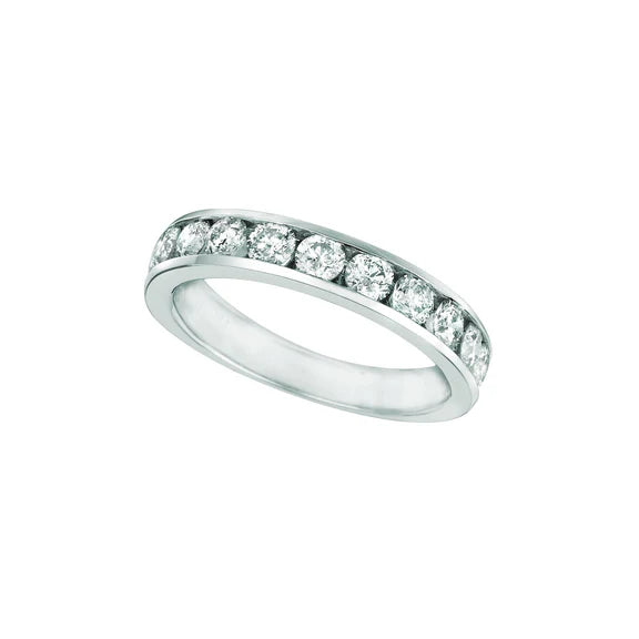 Réel Diamond Channel Set Eternity Band 1.25 Carats Bijoux En Or Blanc 14K