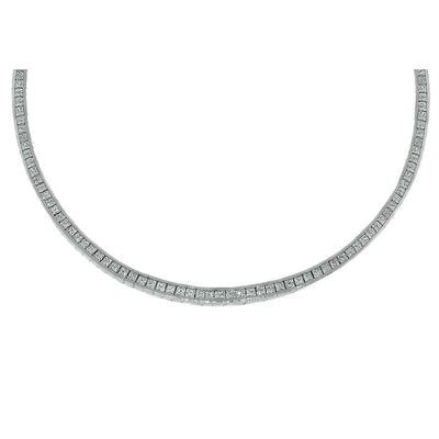 Réel Magnifique Collier Diamant Princesse Riviera 17 Carats Or Blanc 14K