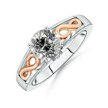 Réel Solitaire Diamant Rond Old European 1.50 Carats Style Infini