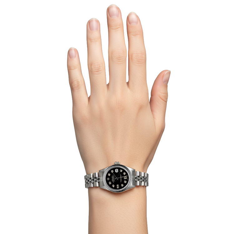 Regarder Datejust Rolex en acier inoxydable avec bracelet jubilé et cadran diamant