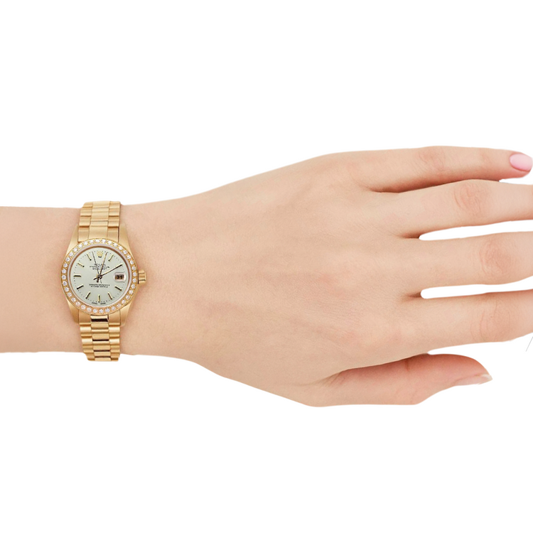 Regarder Lunette en diamant Rolex Datejust Regarder de still présidentiel Cadran blanc G