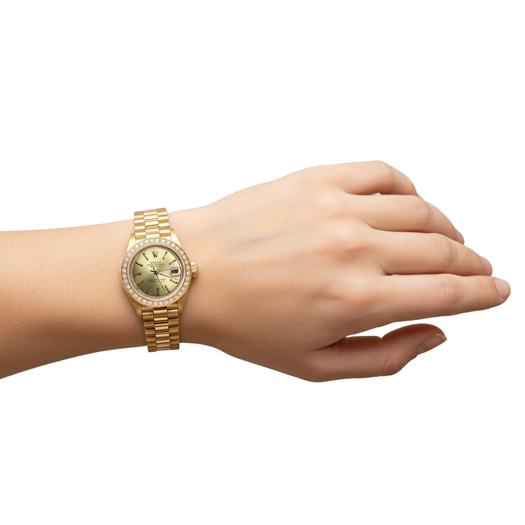 Regarder Rolex Datejust still présidentiel bâton de champagne cadran lunette P2