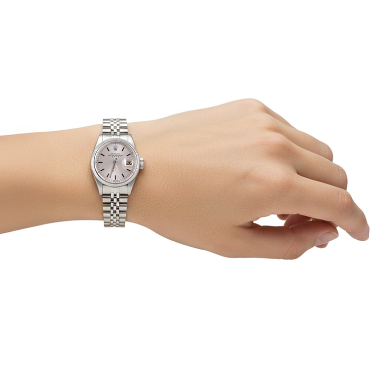 Regarder acier inoxydable Jubilé Dame Date Cadran Bâton Argenté Rolex Datejust P2