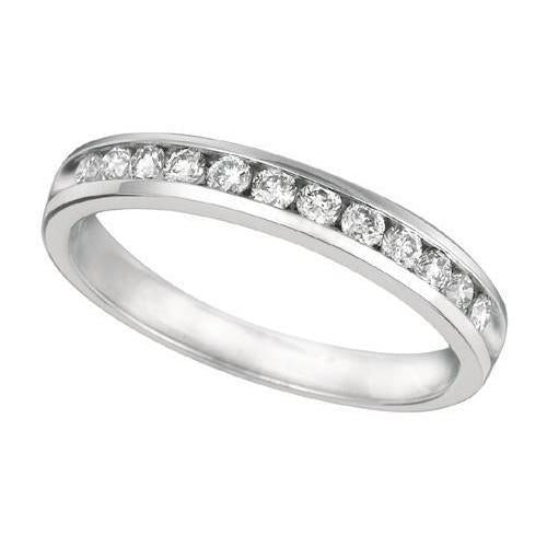 Réglage Du Canal 0.37 Ct. Bague De Fiançailles Demi-Eternité En Naturel Diamant