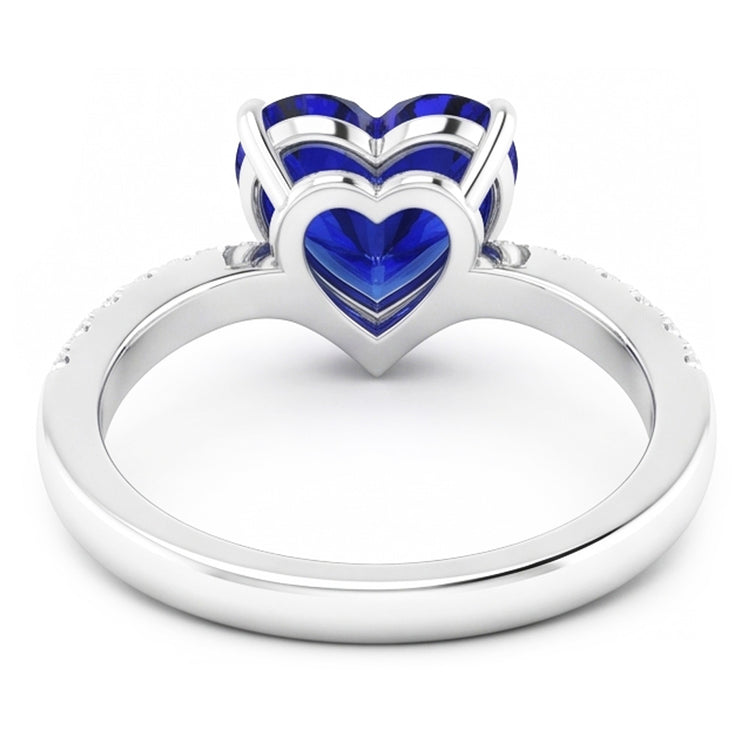 Rehausseur de bague de pierres précieuses en saphir bleu taille coeur bijoux en or 3 carats