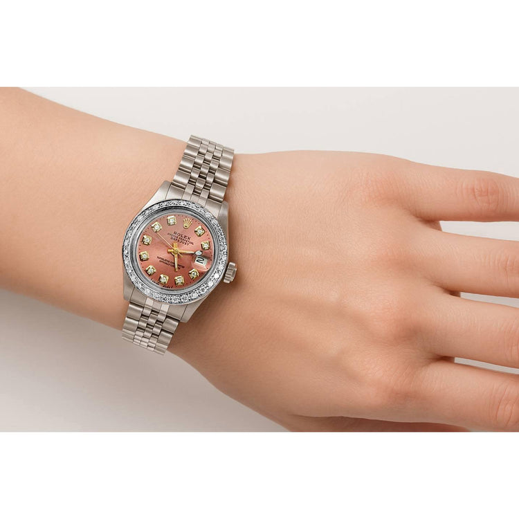 Rolex Cadran Diamant Lunette Jubilé acier inoxydable Bracelet Datejust Montre Femme P1