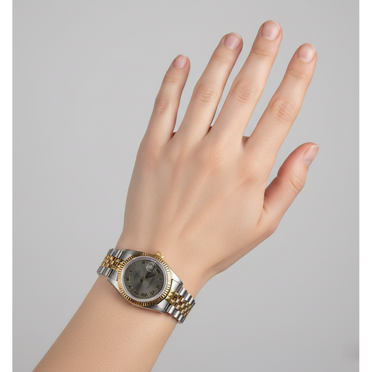 Rolex Cadran Romain Bracelet Jubilé Datejust Montre De Taille Moyenne acier inoxydable & Or P5