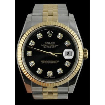Rolex Cadran diamant noir Datejust Regarder