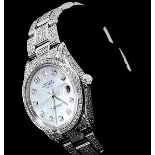 Rolex Date 34Mm Montre Cadran Diamant Personnalisé Bracelet huître acier inoxydable 12 Ct2