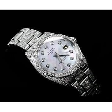 Rolex Date 34Mm Montre Cadran Diamant Personnalisé Bracelet huître acier inoxydable 12 Ct3
