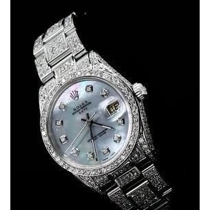 Rolex Date 34Mm Montre Cadran Diamant Personnalisé Bracelet huître acier inoxydable 12 Ct4