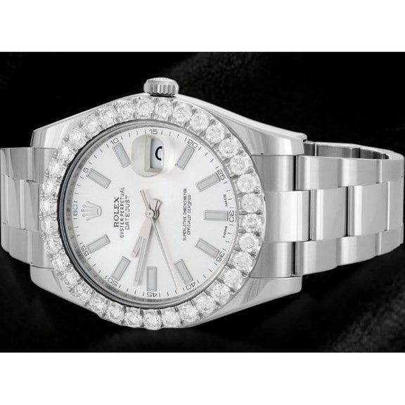 Rolex Date juste deux 41 mm cadran blanc montre homme bracelet huître acier inoxydable2