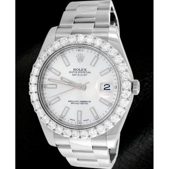 Rolex Date juste deux 41 mm cadran blanc montre homme bracelet huître acier inoxydable