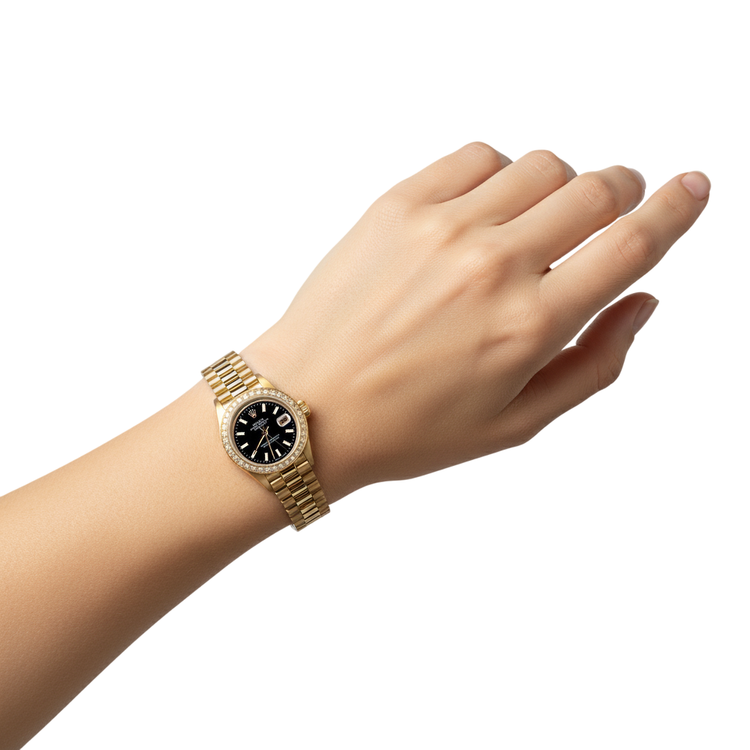 Rolex Datejust Cadran à bâton Montre pour femme de still présidentiel avec lunette en diamant P2