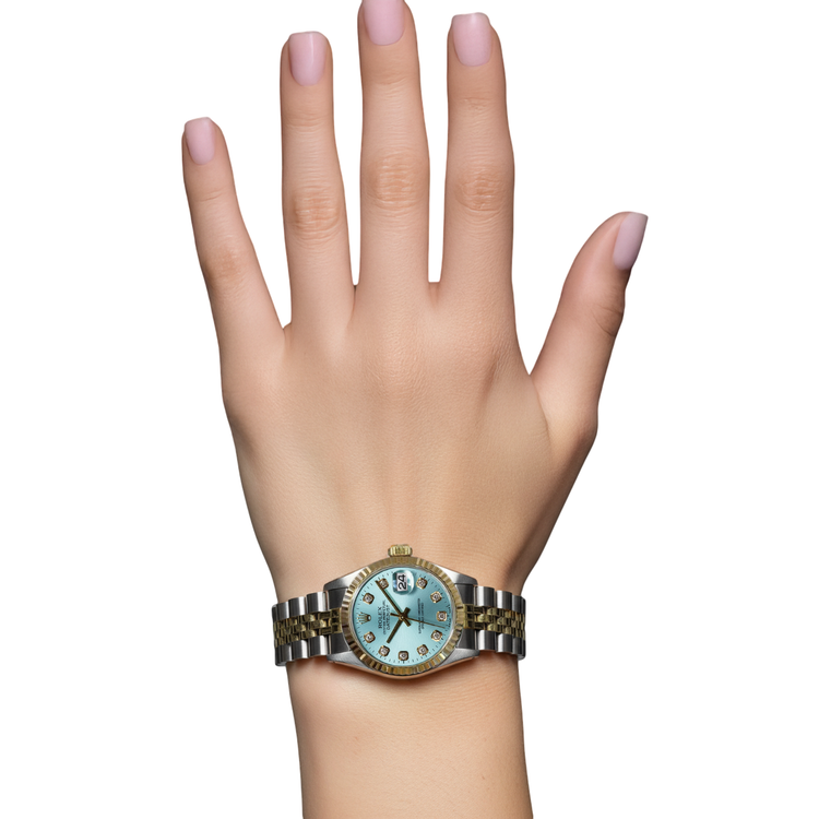 Rolex Datejust Montre Femme Cadran Diamant Bleu Bicolore P4