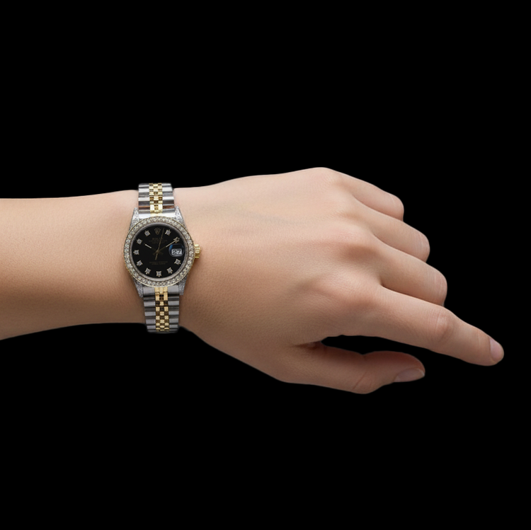 Rolex Datejust Montre Femme Cadran Diamant Personnalisé Deux Tons P2