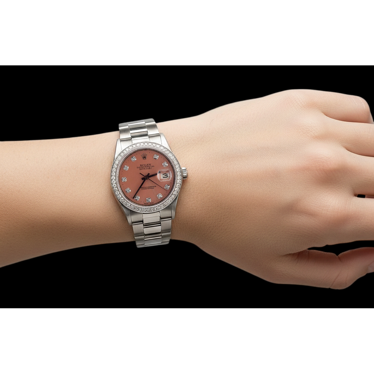 Rolex Datejust acier inoxydable huître Bracelet Diamant Lunette Cadran Montre réglage rapide