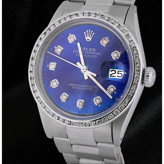Rolex Datejust bleu diamant cadran lunette