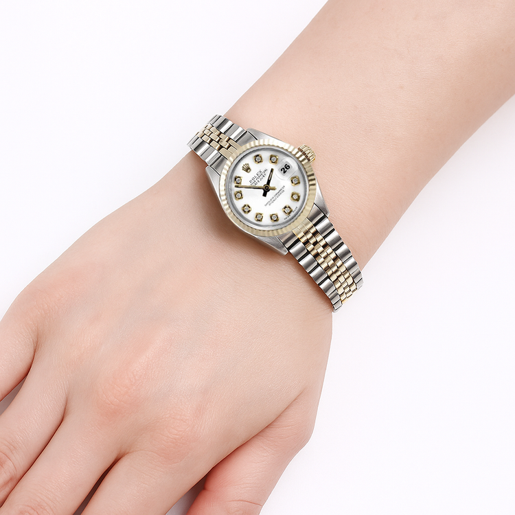 Rolex Datejust lunette en diamant regarder dame acier inoxydable et bracelet jubilé en or