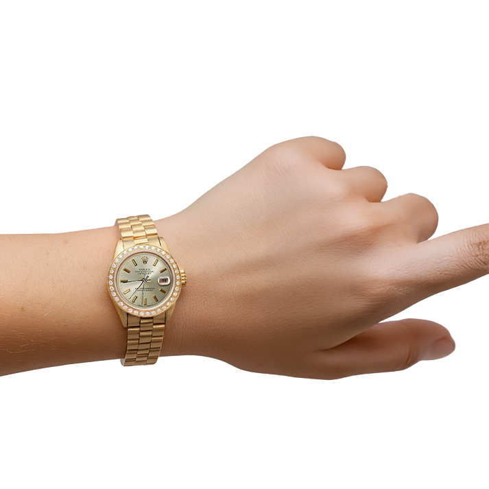 Rolex Datejust or jaune still président regarder cadran bâton gris diamant Succès