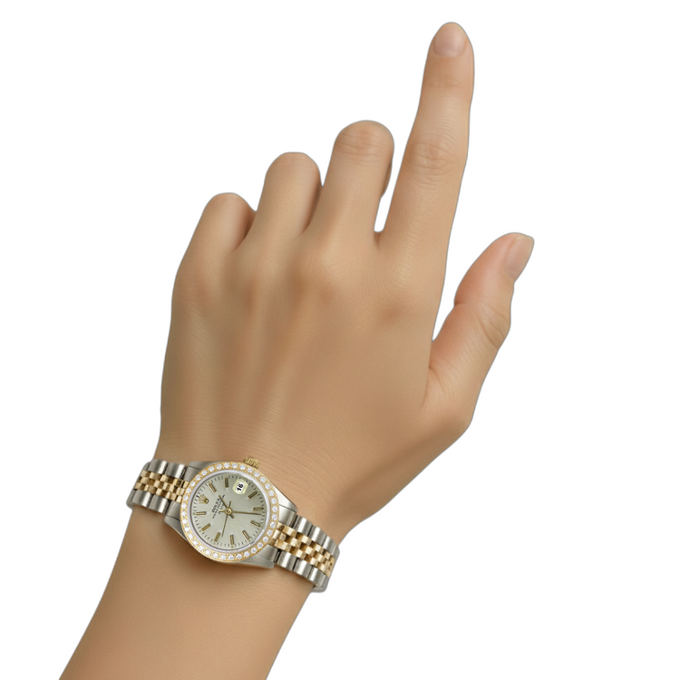 Rolex Regarder à cadran blanc avec lunette en diamant acier inoxydable G Bracelet Jubilé P2