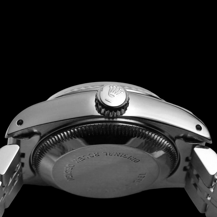 Rolex dame Datejust montre argent acier inoxydable jubilé bracelet lunette cannelée