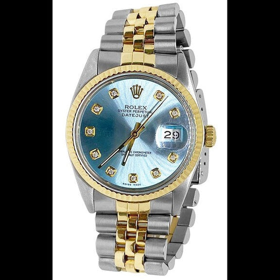 Rolex hommes Datejust Rolex bleu acier inoxydable