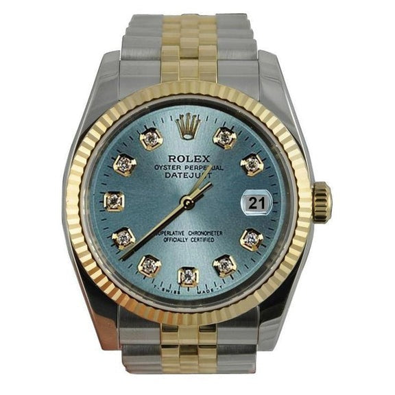 Rolex hommes Datejust Rolex bleu acier inoxydable & or jubilé Bracelet